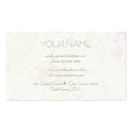 Retro Abstract Floral Collage Template Business Card Template (back side)