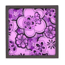 Retro Abstract Flowers Purple Amethyst Gift Box Premium Trinket Boxes