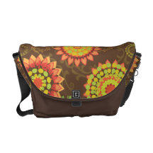 Retro Abstract Funky Floral in Orange Green Gold Commuter Bag