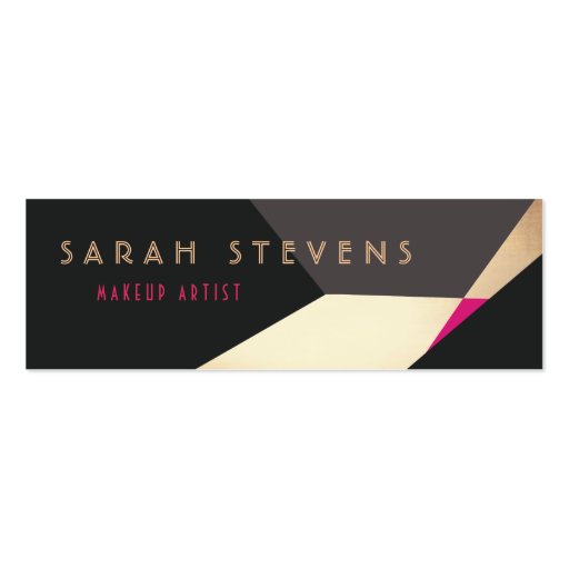 Retro Abstract Gold Makeup Artist Modern Edgey Business Cards (front side)