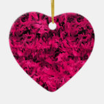 Retro Abstract Magenta Hot Pink Heart Ornament