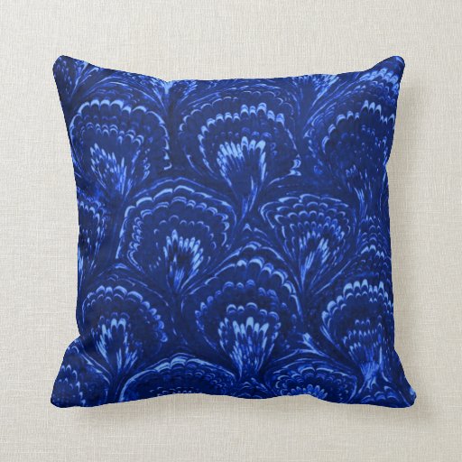 Retro Abstract Swirls Sapphire Blue Throw Pillow Zazzle