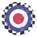 Retro aged mod target on check background stickers