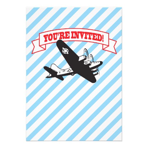 Retro Airplane Birthday Party Invitations
