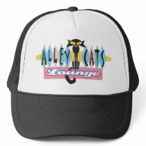 retro alley cats lounge sign mesh hat