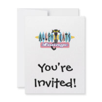 retro alley cats lounge sign personalized invites