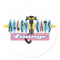 retro alley cats lounge sign stickers