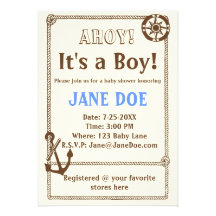 Retro Anchor Nautical Baby Shower Invitation