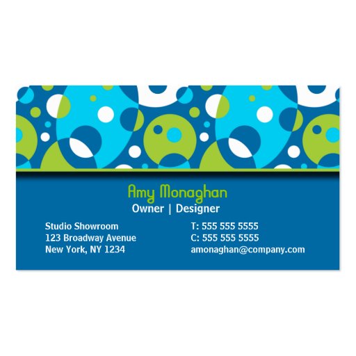 Retro and Fun Blue Business Cards (back side)