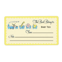 Retro Animal Train Bookplate Shipping Label