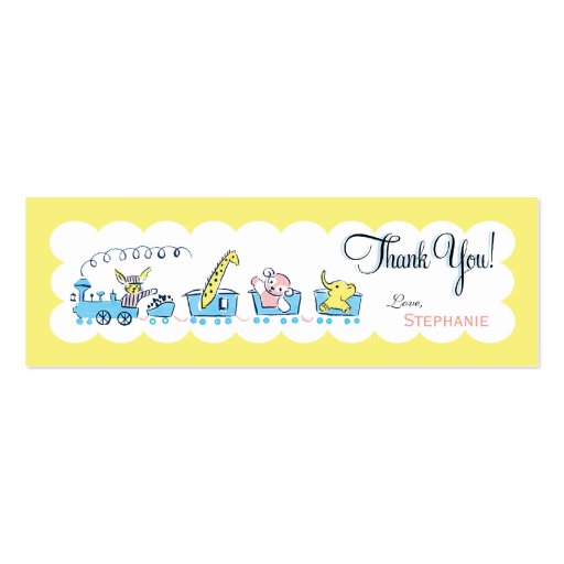 Retro Animal Train Favor Tag Business Cards (front side)