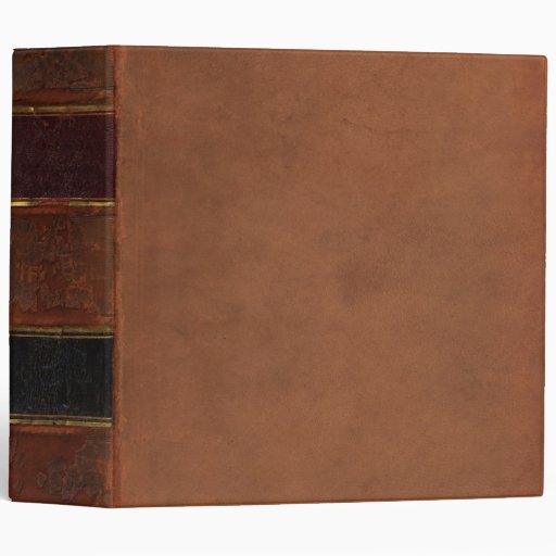 Retro Antique Book, faux leather bound brown Binder Zazzle