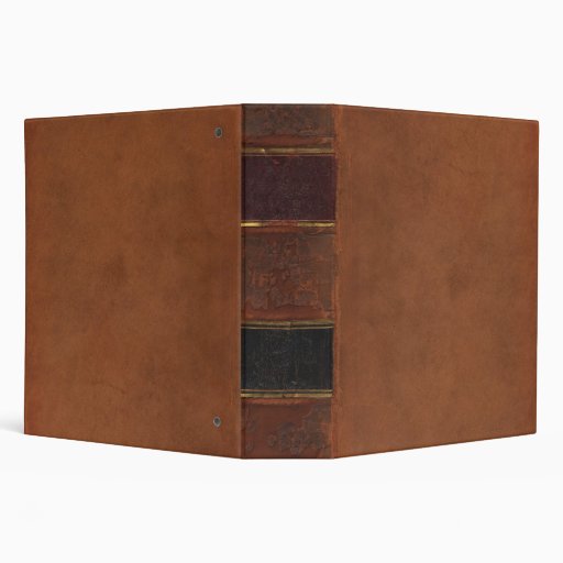 Retro Antique Book, faux leather bound brown Binder Zazzle