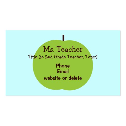 Retro Apple Teacher Business Card (front side)