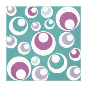 Retro Aqua and Purple Circle Dots Design Gallery Wrapped Canvas