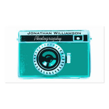 Retro Aqua Camera Photography Business Cards
