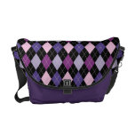 Retro Argyle Trendy Fun Purple Passion rickshaw messenger bags