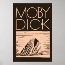 Retro Art Deco Moby Dick book cover art Print
