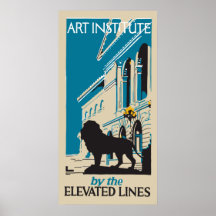 Retro art institute Chicago vertical banner ad Poster