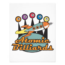 retro atomic billiards sign custom invitation