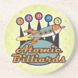 retro atomic billiards sign drink coaster