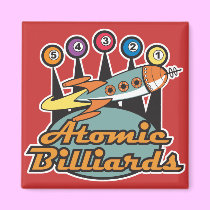 retro atomic billiards sign magnets