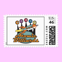 retro atomic billiards sign postage