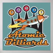 retro atomic billiards sign print