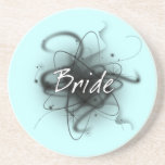 Retro Atomic Bride - Black & White Drink Coaster