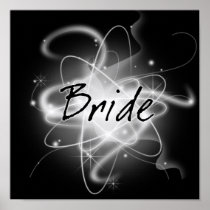 Retro Atomic Bride - Black & White Poster