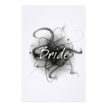 Retro Atomic Bride - Black & White Personalized Stationery