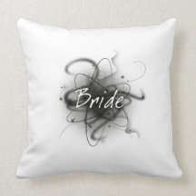 Retro Atomic Bride - Black & White Throw Pillows