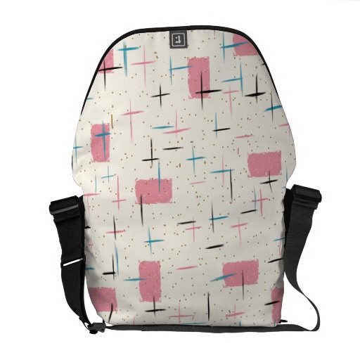 Retro Atomic Pink Pattern Rickshaw Messenger Bag