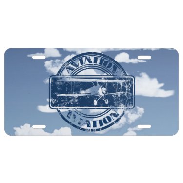 Retro Aviation Art License Plate