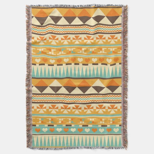 Retro Aztec Pattern Print Throw Blanket Zazzle