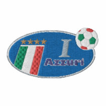 Retro Azzurri Blue logo with Italian flag embroidered shirts