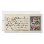 Retro Baby Boy & Stork Parents Birth Announcement Photo Card Template