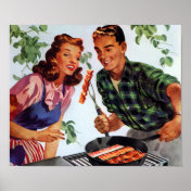 Retro Bacon Barbeque Poster