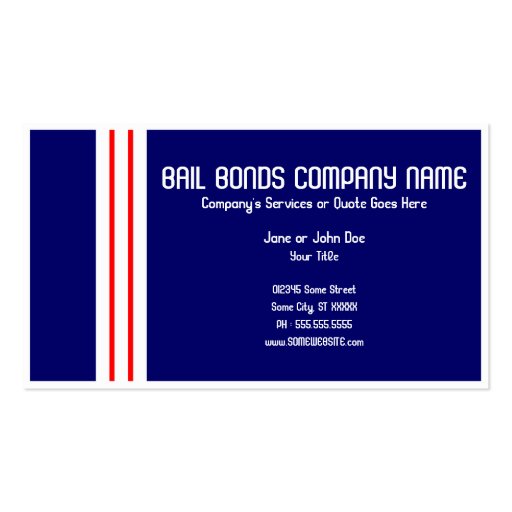 retro bail bonds business card template (back side)