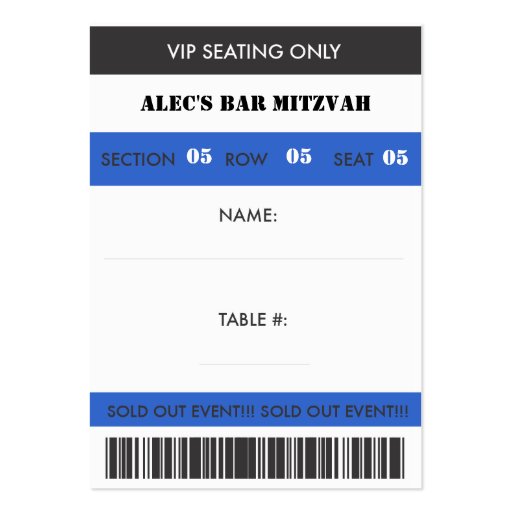 Retro Baseball Themed VIP Seating Ticket Business Card Template (front side)