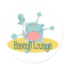 Retro Basenji Lounge Round Sticker
