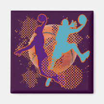 RETRO BASKETBALL PLAYERS MAGNET