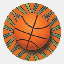 RETRO BASKETBALL ROUND STICKER