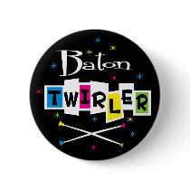 Retro Baton Twirler Button