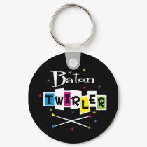 Retro Baton Twirler keychains