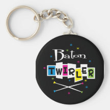 Retro Baton Twirler Keychains