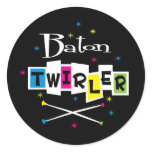 Retro Baton Twirler Round Sticker