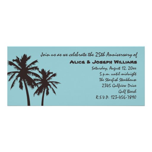 Retro Beach Anniversary Party Invitations