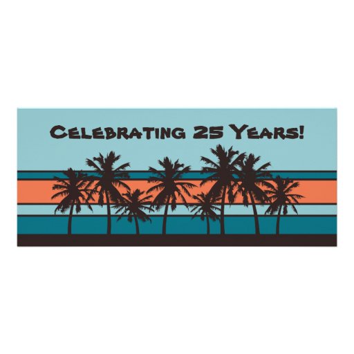 Retro Beach Anniversary Party Invitations