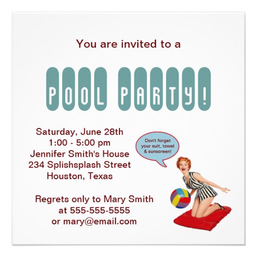 Retro Beach Ball Pool Party Personalized Announcement